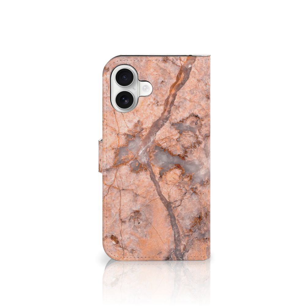 iPhone 16 Plus Bookcase Marmer Oranje ontwerp marmer oranje aanzicht