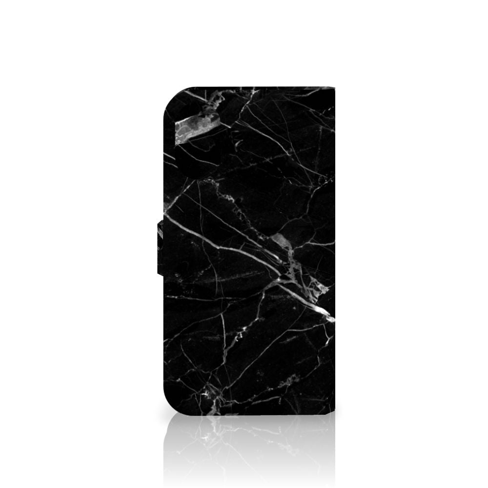 iPhone 16 Plus Bookcase Marmer Zwart bookcase zwart marmer aanzicht