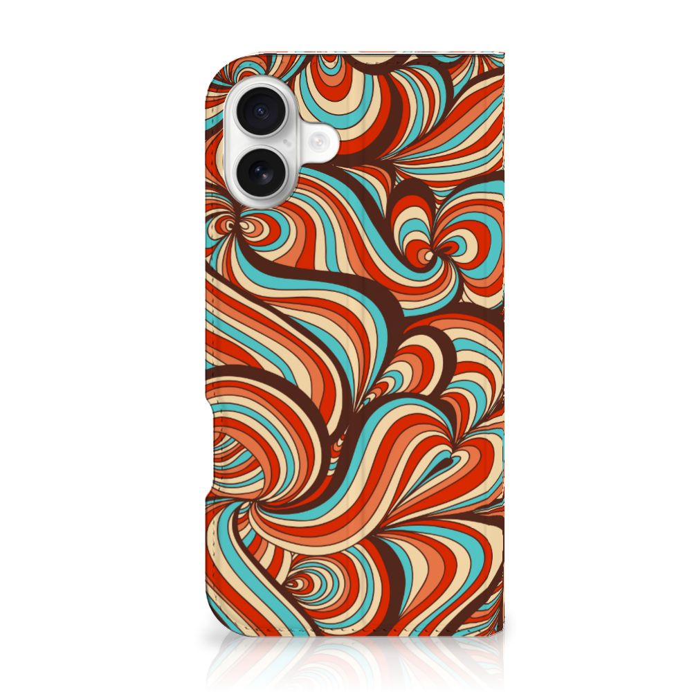 iPhone 16 Plus Bookcase Retro ontwerp retro design achterkant