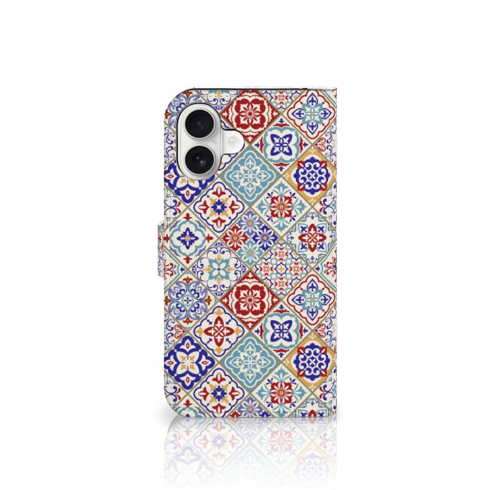 Apple iPhone 16 Plus Bookcase Tiles Color designnaam aanzicht
