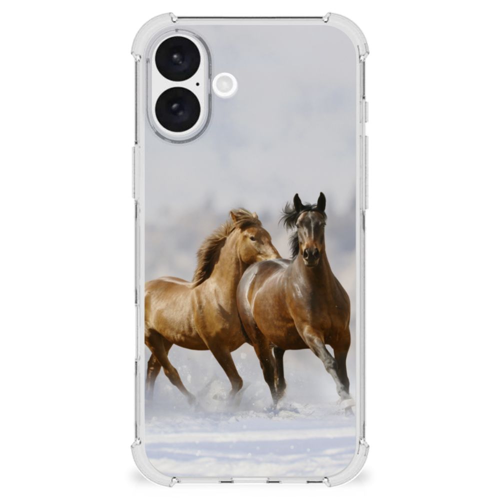 iPhone 16 Plus Case Anti-shock Paarden paarden design voorkant