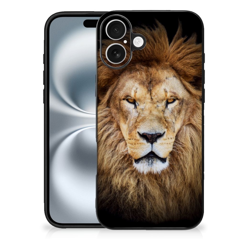 Apple iPhone 16 Plus Dierenprint Telefoonhoesje Leeuw dierenprint achterkant