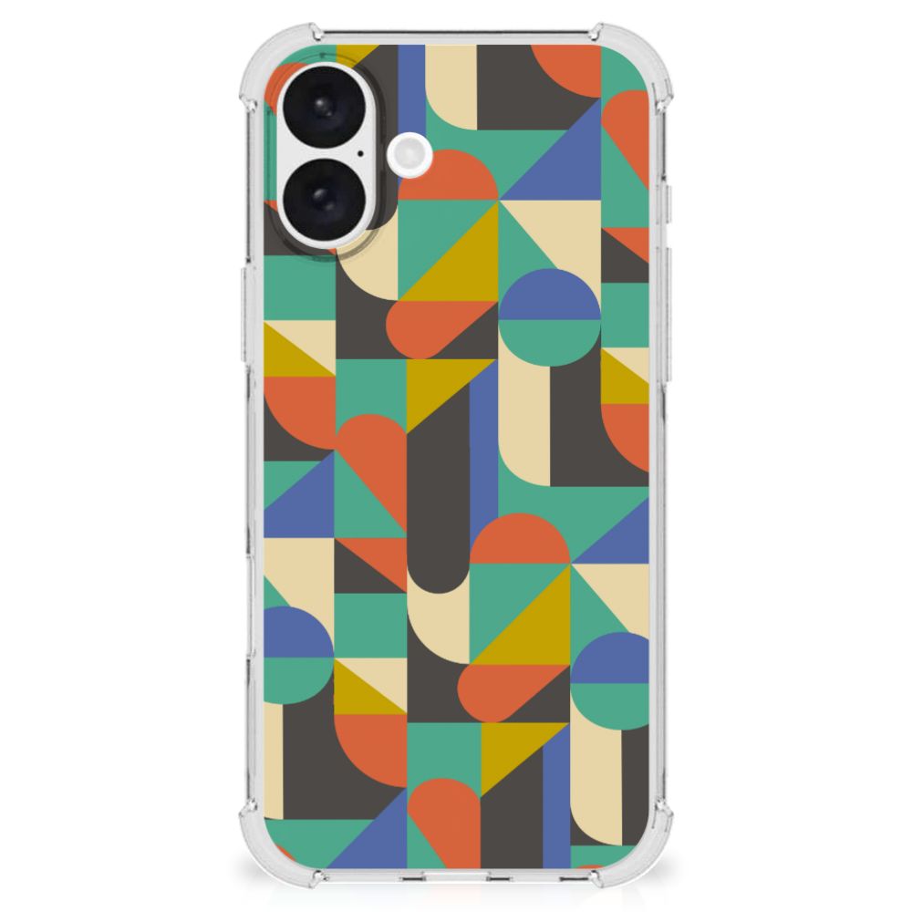 iPhone 16 Plus Doorzichtige Silicone Hoesje Funky Retro ontwerp achteraanzicht