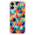 iPhone 16 Plus Doorzichtige Silicone Hoesje Geruit kleurig geometrisch design aanzicht