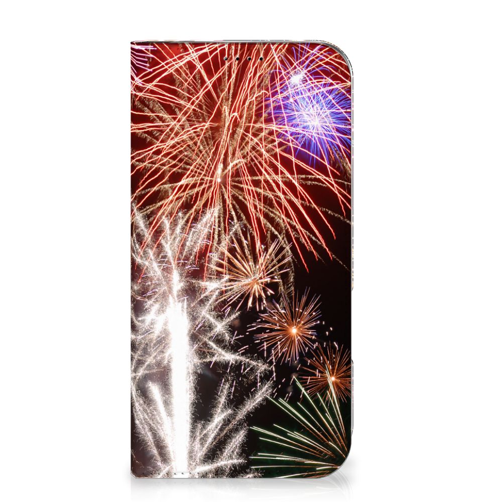 iPhone 16 Plus Hippe Standcase Vuurwerk standcase siervuurwerk kleurenshow voorkant