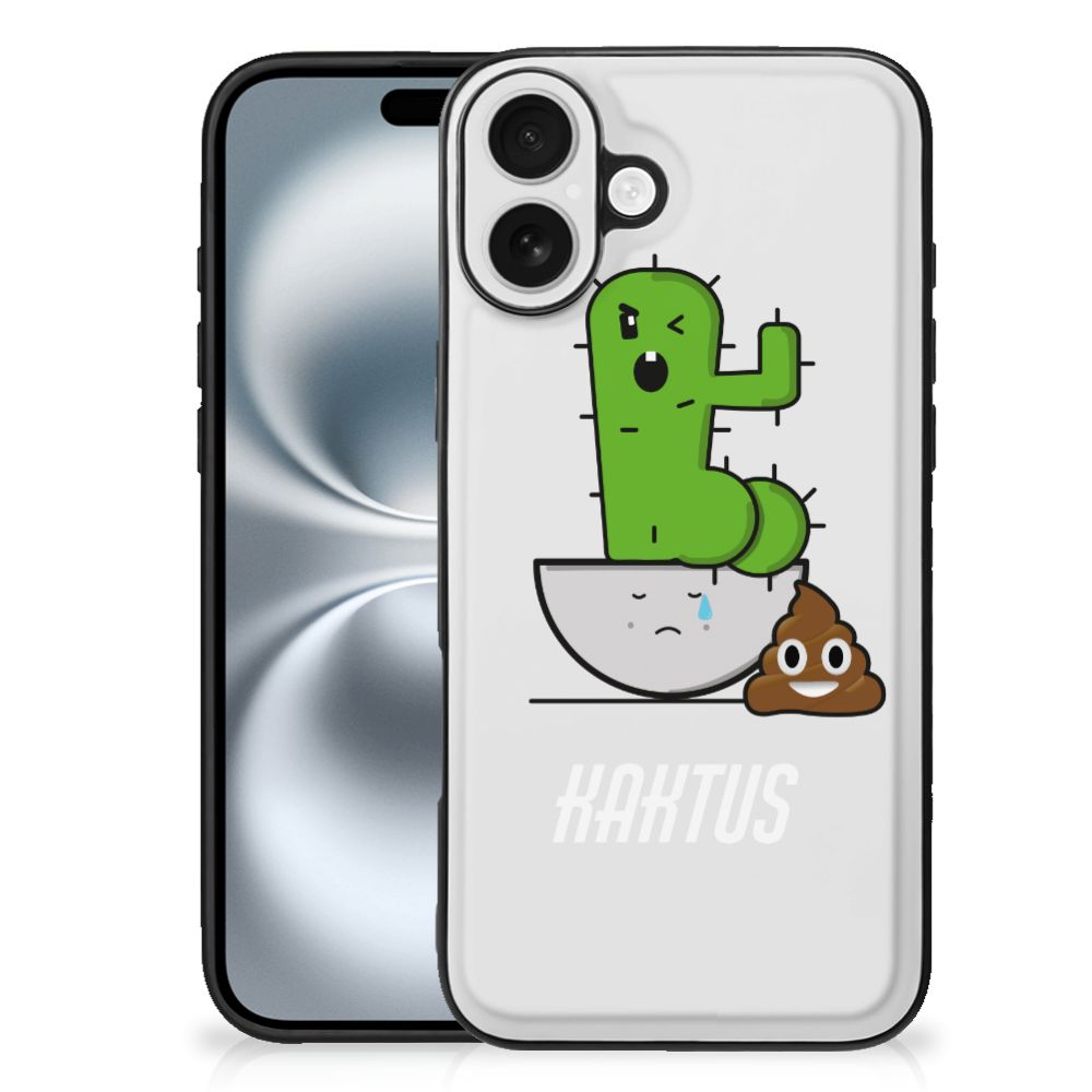 Apple iPhone 16 Plus hoesje Cactus Poo illustratie achterzijde