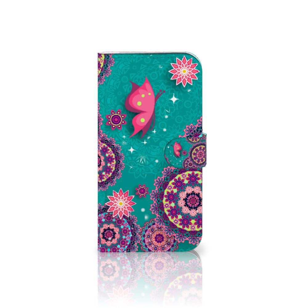 iPhone 16 Plus Hoesje Cirkels en Vlinders bookstyle designcirkel vlinder aanzicht