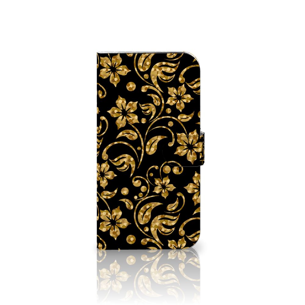 iPhone 16 Plus Hoesje Gouden Bloemen telefoonhoesje gouden bloemen voorkant