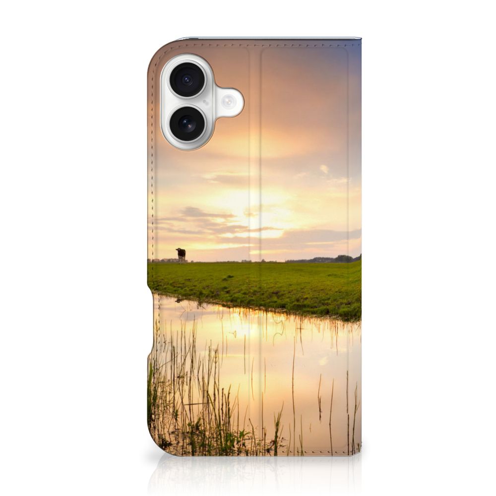 iPhone 16 Plus Hoesje maken Koe hoesje koe ondergang zon landschap