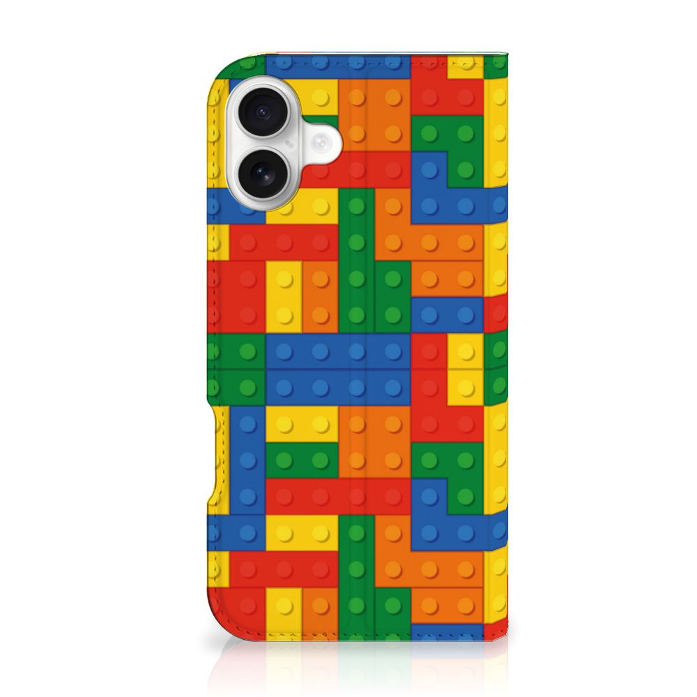 iPhone 16 Plus Hoesje met Magneet Blokken design Lego kleuren aanzicht