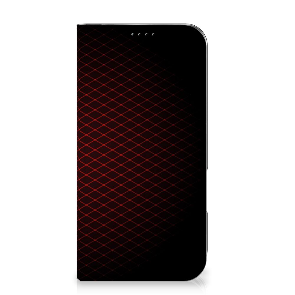 iPhone 16 Plus Hoesje met Magneet Geruit Rood hoesje geruite design voorkant