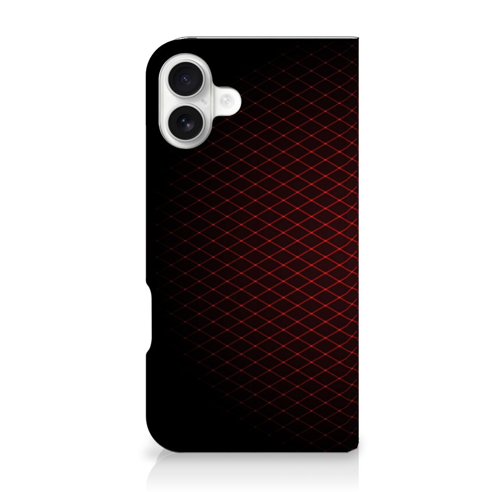 iPhone 16 Plus Hoesje met Magneet Geruit Rood design geruit achterkant