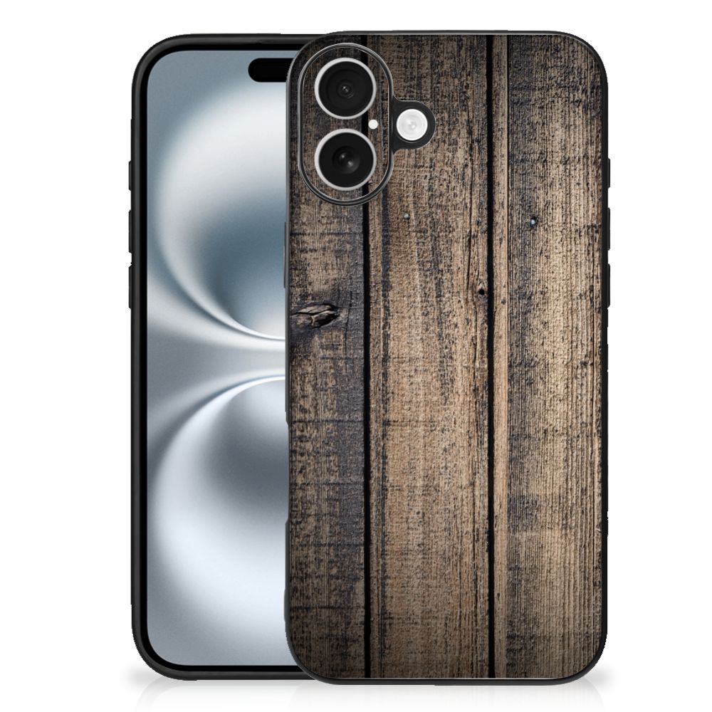 Apple iPhone 16 Plus Houten Print Telefoonhoesje Steigerhout design hout print achterkant