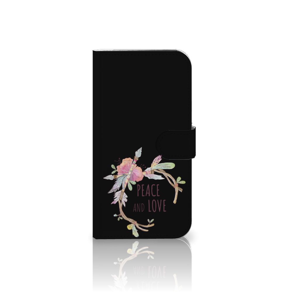 iPhone 16 Plus Leuk Hoesje Boho Text telefoonhoesje Peace and Love aanzicht
