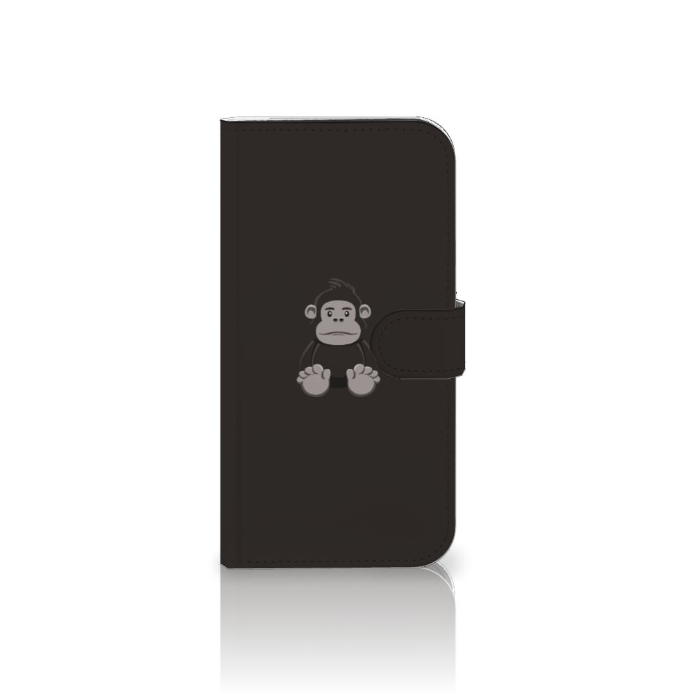 iPhone 16 Plus Leuk Hoesje Gorilla gorilla flipcase zwart voorkant