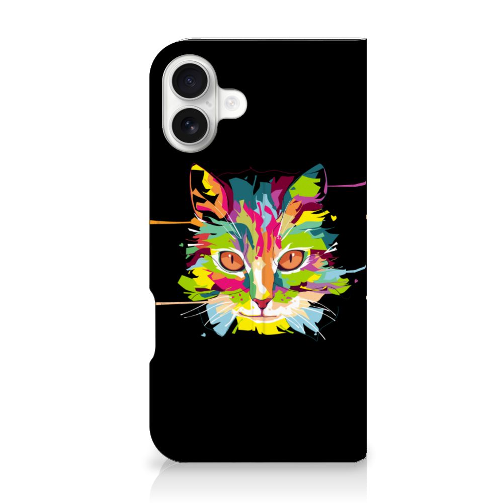 iPhone 16 Plus Magnet Case Cat Color telefoonhoesje kat kleuren voorkant
