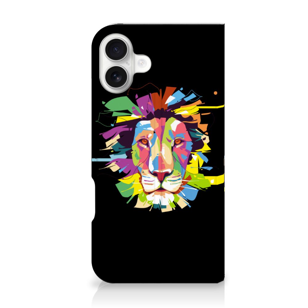 iPhone 16 Plus Magnet Case Lion Color kleurrijk leeuw hoofd aanzicht