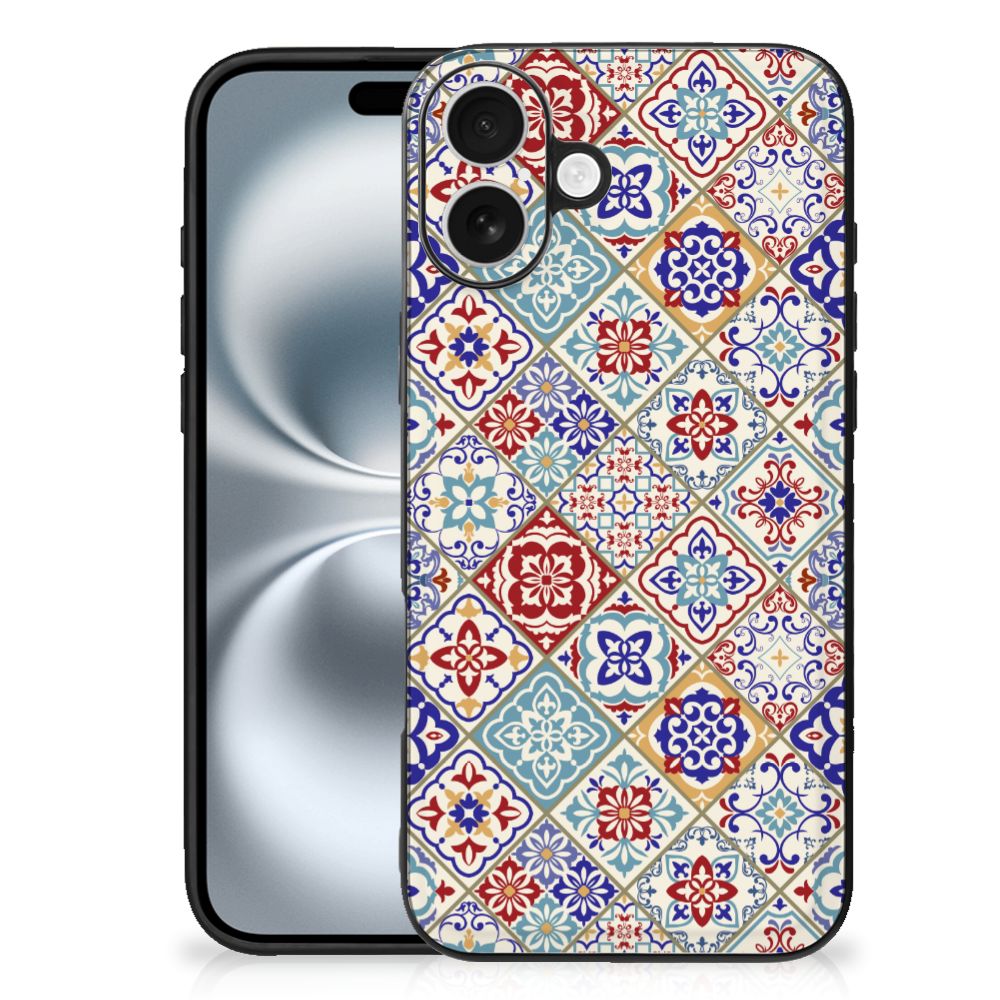 Apple iPhone 16 Plus Marmeren Print Telefoonhoesje Tiles Color tegels kleurrijk design voorkant