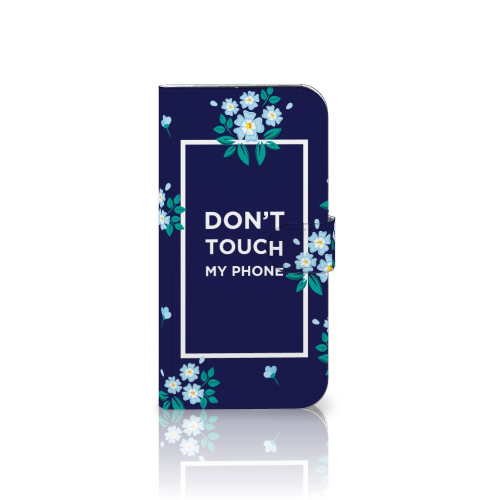 iPhone 16 Plus Portemonnee Hoesje Flowers Blue DTMP voorzijde