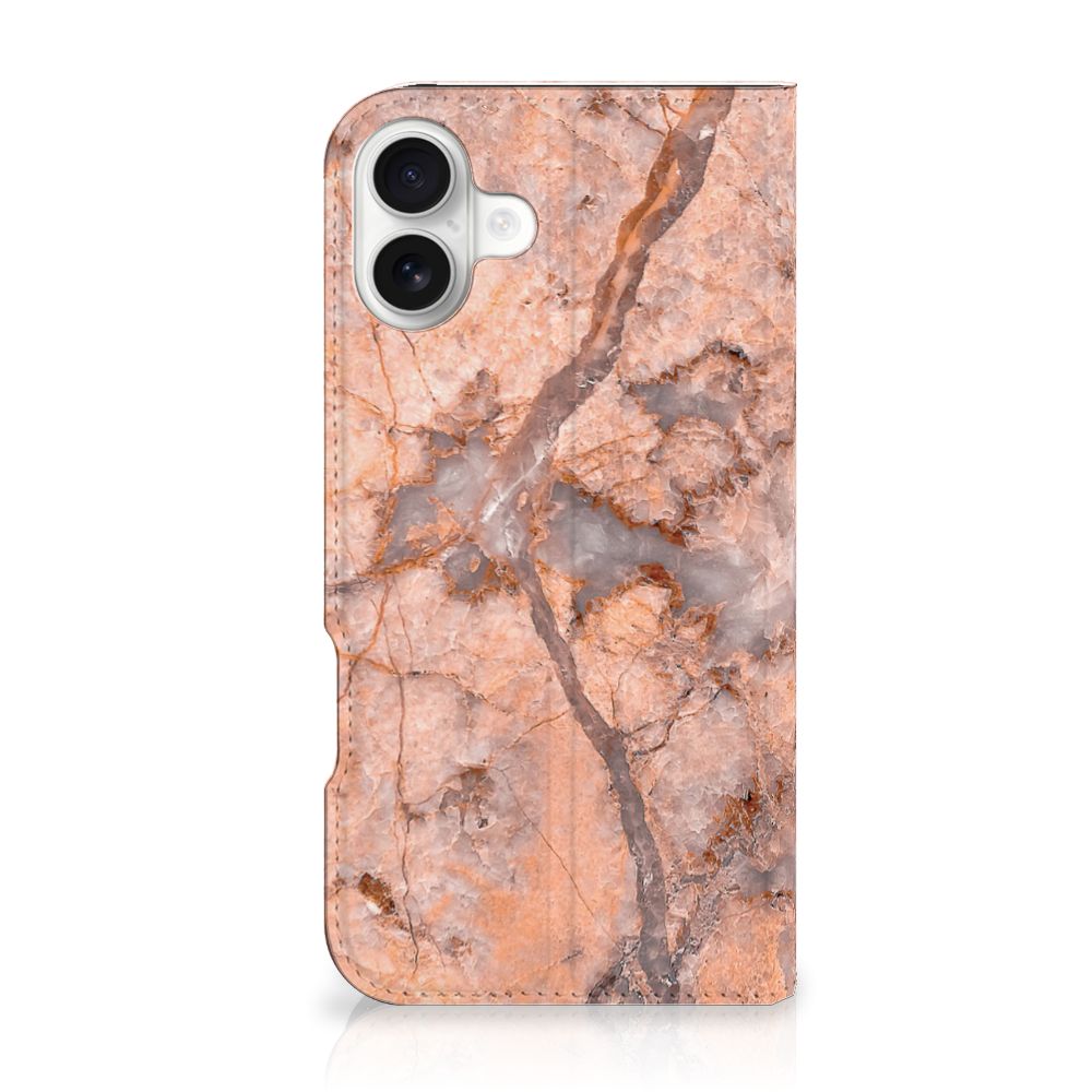 iPhone 16 Plus Standcase Marmer Oranje achteraanzicht