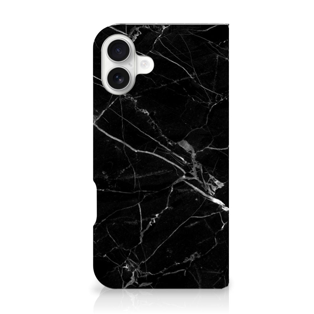 iPhone 16 Plus Standcase Marmer Zwart design zwart marmer aanzicht