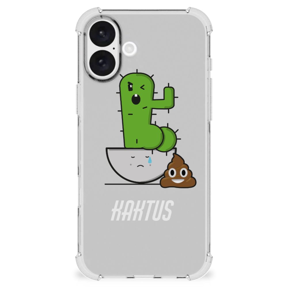 iPhone 16 Plus Stevig Bumper Hoesje Cactus Poo design voorkant