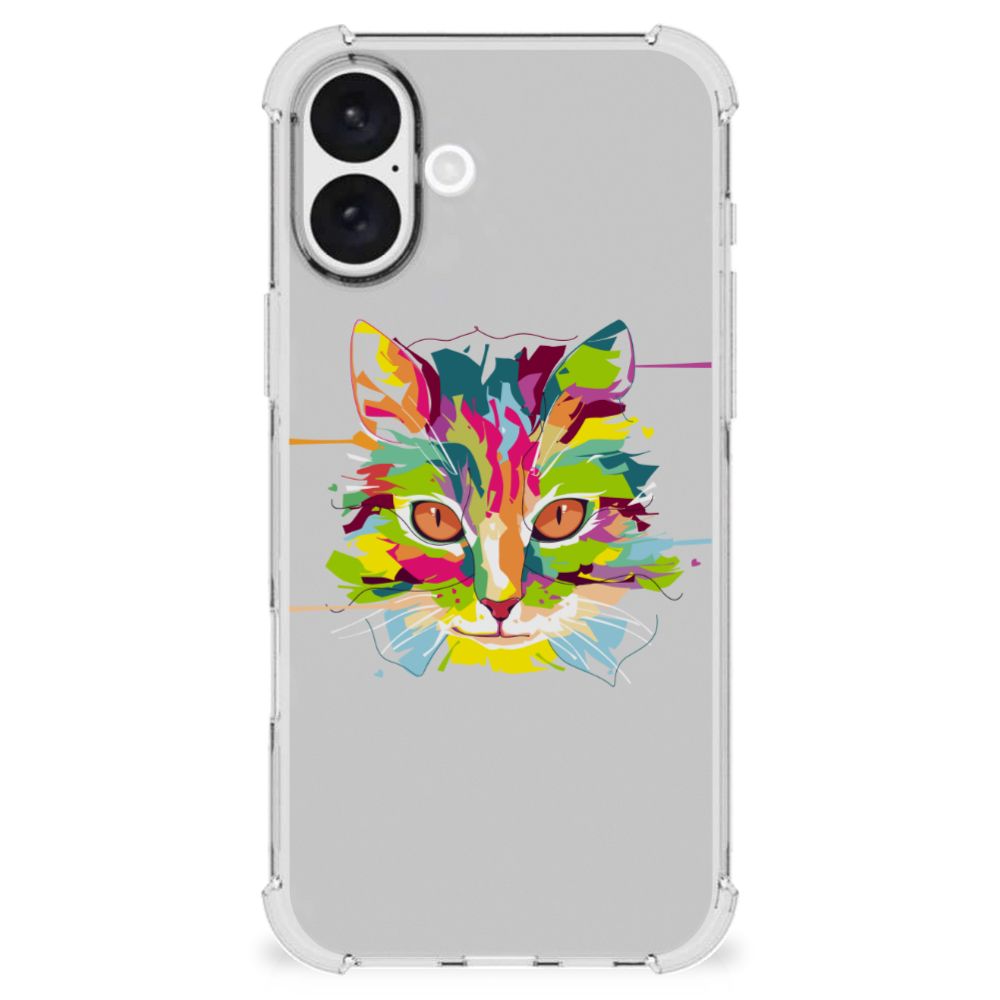 iPhone 16 Plus Stevig Bumper Hoesje Cat Color voorkant