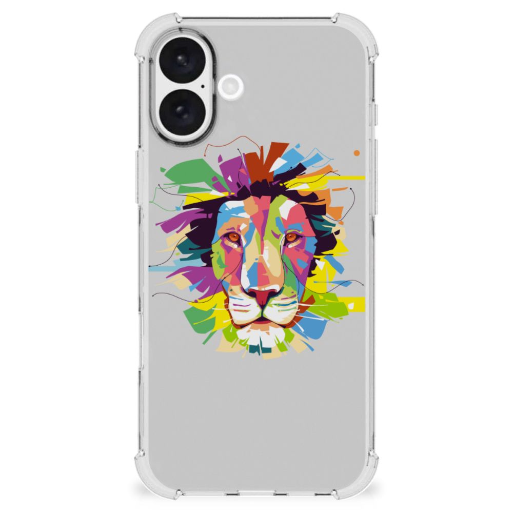 iPhone 16 Plus Stevig Bumper Hoesje Lion Color voorkant