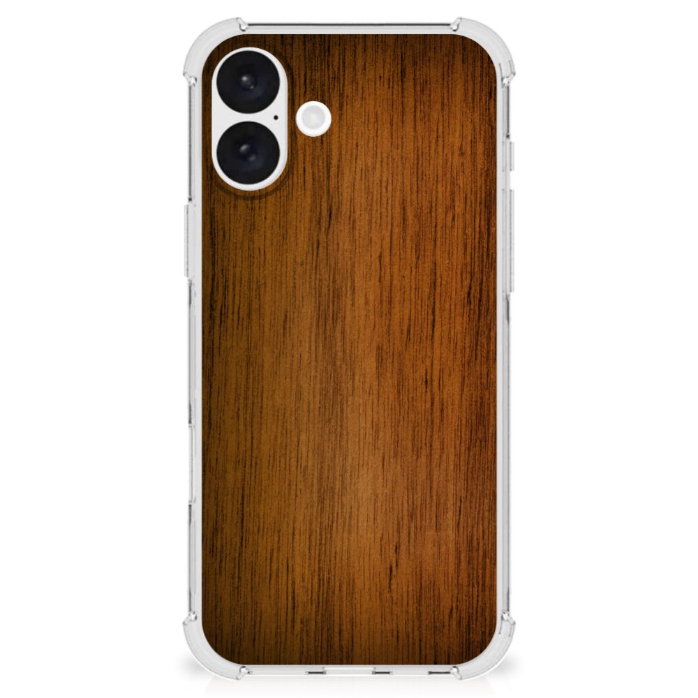 iPhone 16 Plus Stevig Telefoonhoesje Donker Hout achterkant
