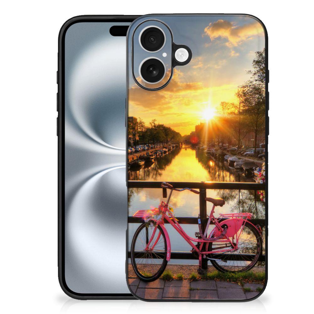 Apple iPhone 16 Plus TPU Backcover Amsterdamse Grachten fietsen uitzicht