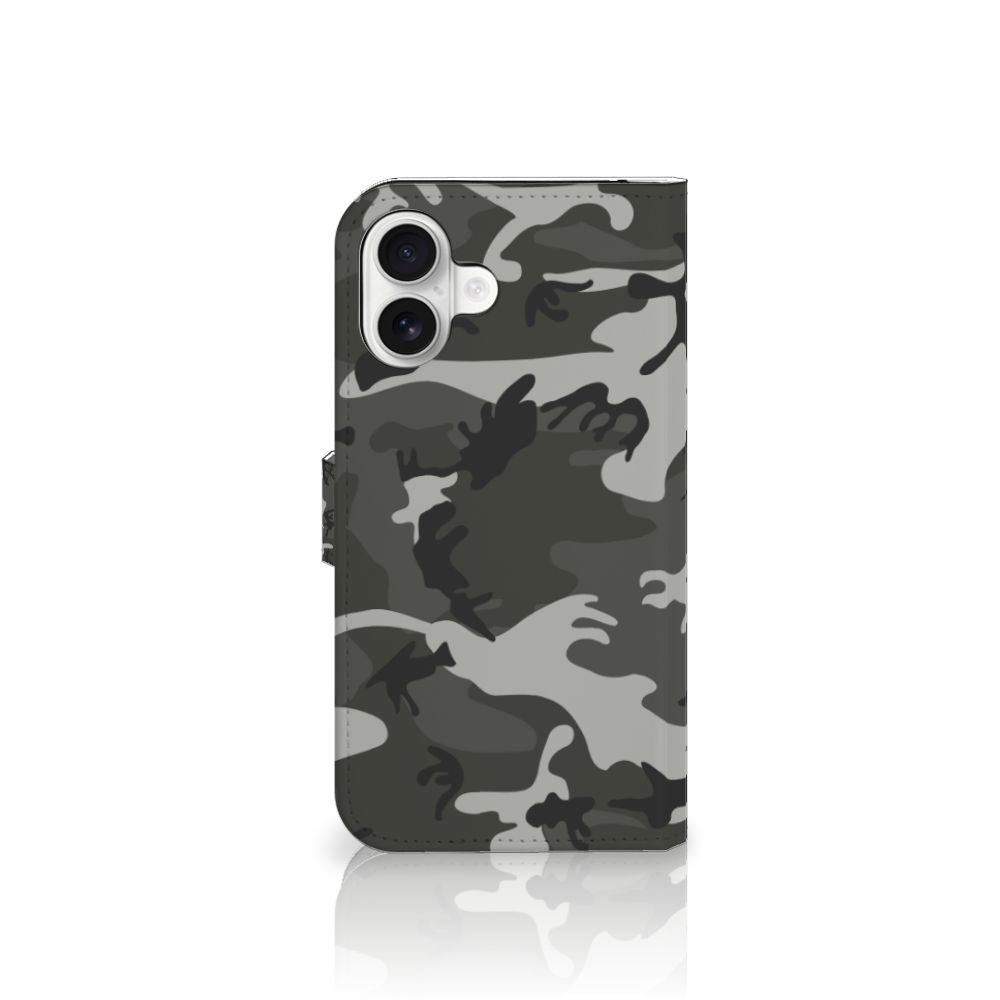 iPhone 16 Plus Telefoon Hoesje Army Light Telefoonhoesje Camouflage design aanzicht