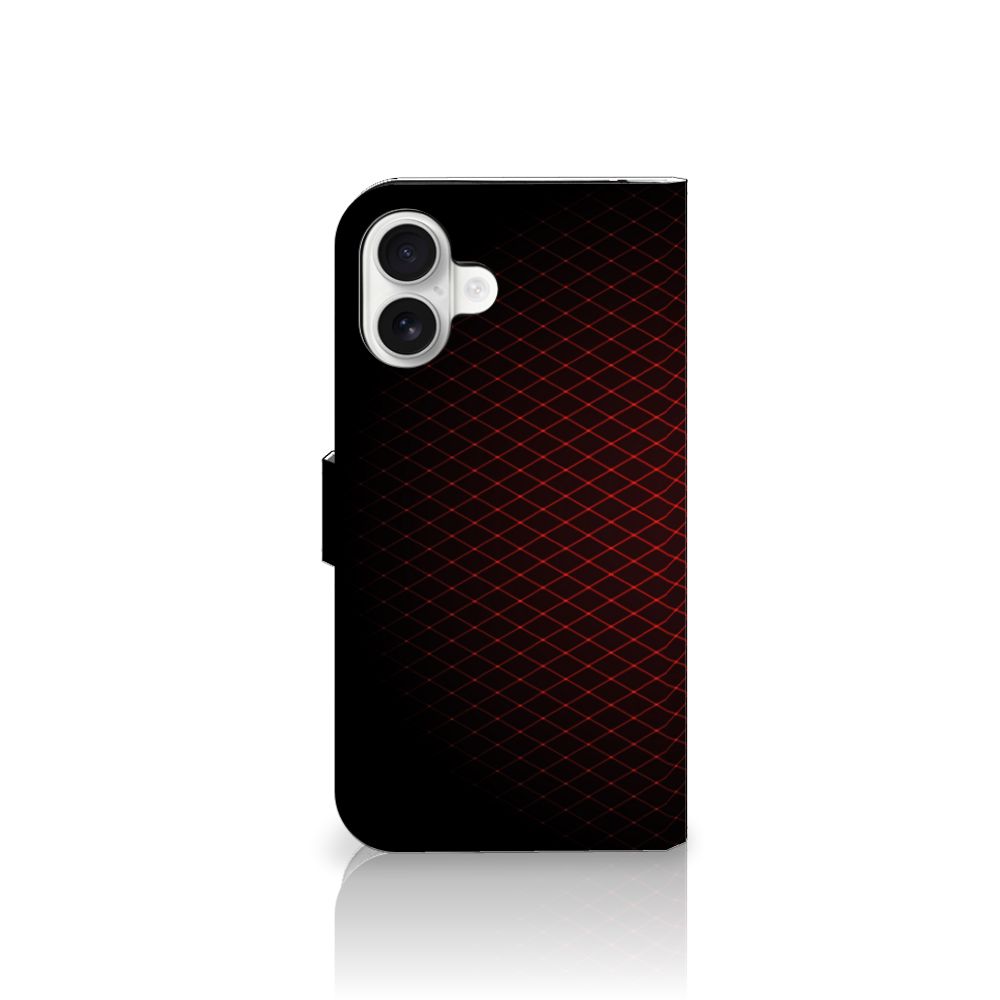 iPhone 16 Plus Telefoon Hoesje Geruit Rood hoesje geruit zwart rood aanzicht