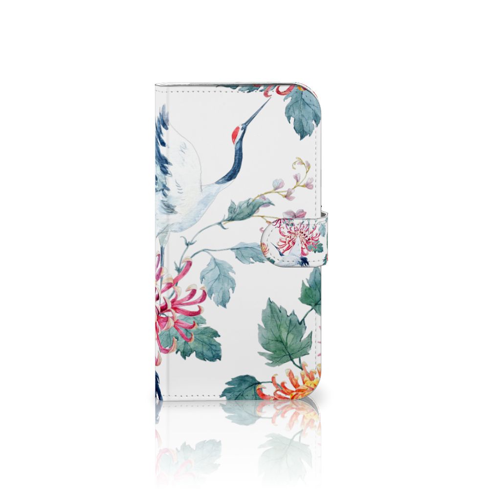 iPhone 16 Plus Telefoonhoesje met Pasjes Bird Flowers telefoonhoesje designnaam aanzicht