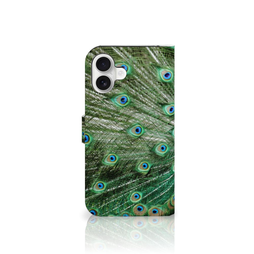 iPhone 16 Plus Telefoonhoesje met Pasjes Pauw telefoonhoesje pauw design voorkant