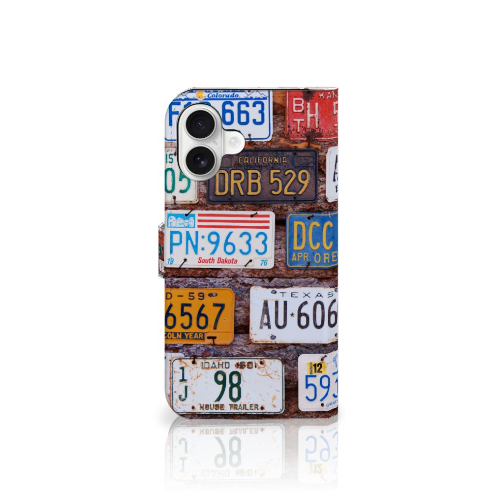 iPhone 16 Plus Telefoonhoesje met foto Kentekenplaten ontwerp collage achteraanzicht
