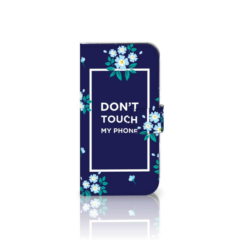 iPhone 16 Portemonnee Hoesje Flowers Blue DTMP bloemen navy voorkant