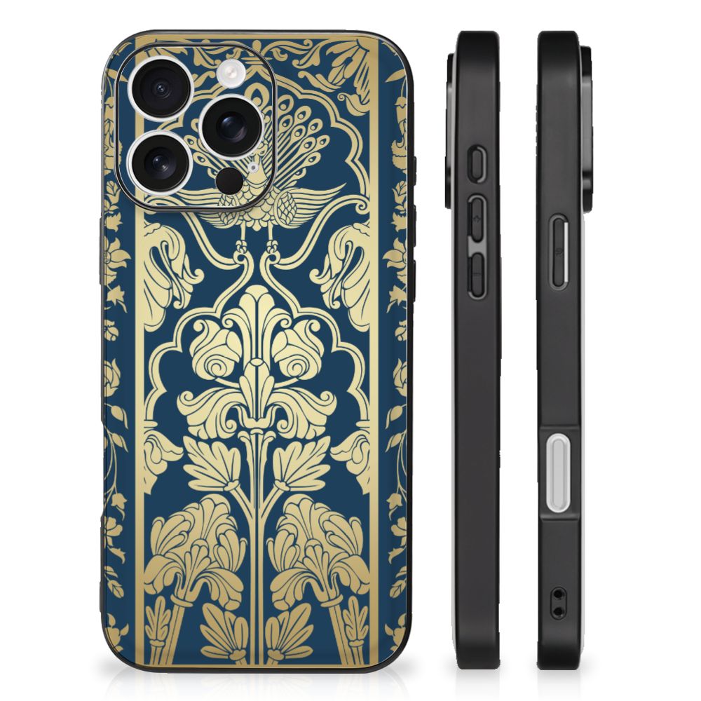Apple iPhone 16 Pro Bloemen Hoesje Beige Flowers bloemenplant design zijkant