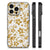 Apple iPhone 16 Pro iPhone 16 Pro Bloemen Hoesje Gouden Bloemen achterkant zijkanten