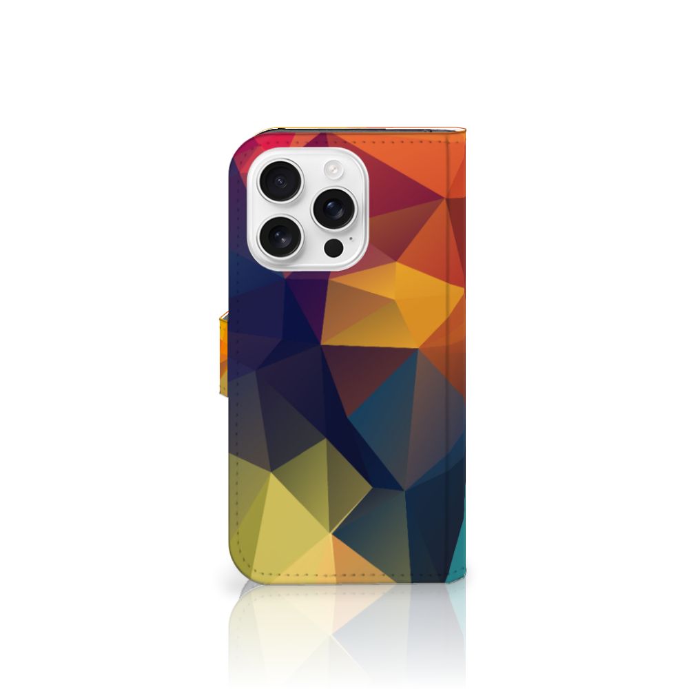 Apple iPhone 16 Pro Book Case Polygon Color zijaanzicht kunstzinnig ontwerp asymmetrische patronen