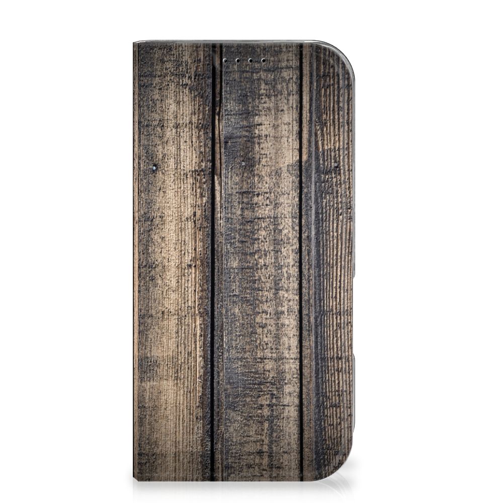 iPhone 16 Pro Book Wallet Case Steigerhout steigerhout design voorkant