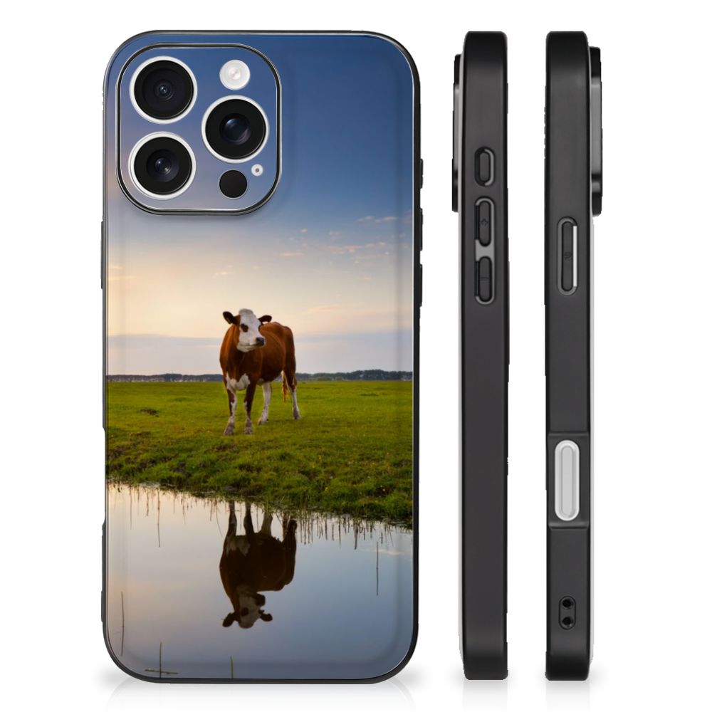 iPhone 16 Pro Dierenprint Telefoonhoesje Koe dierenprint koe aanzicht
