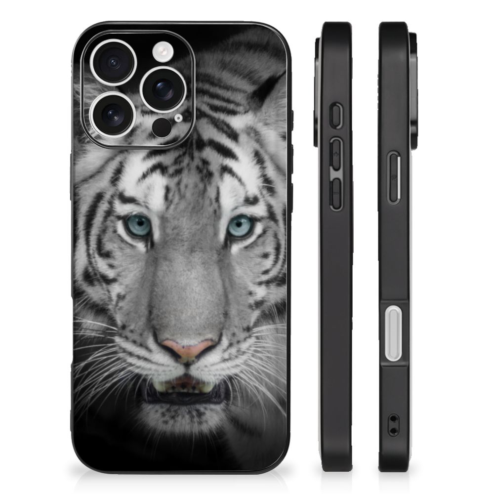 Apple iPhone 16 Pro Dierenprint Telefoonhoesje Tijger tijger print voorkant zijkanten