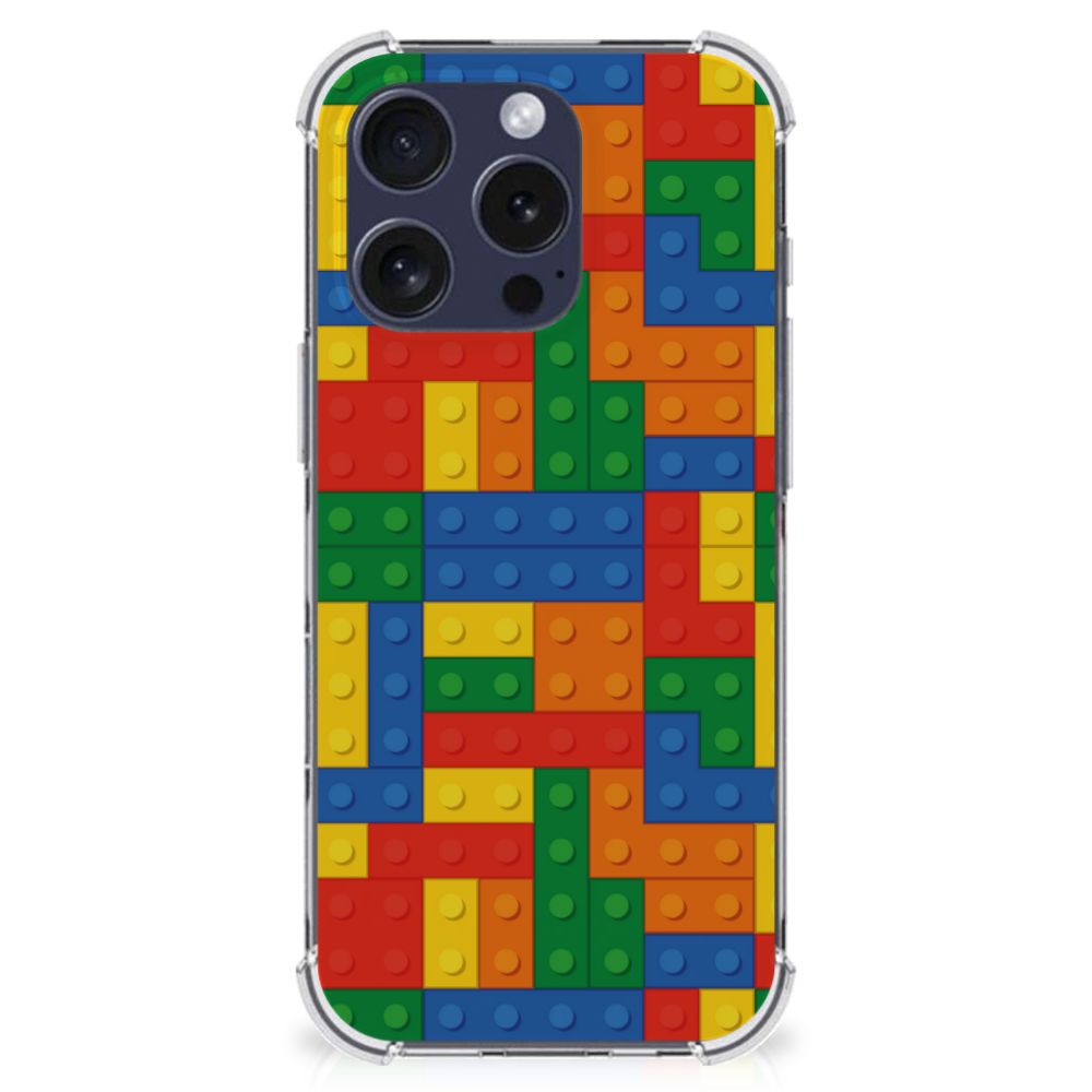 iPhone 16 Pro Doorzichtige Silicone Hoesje Blokken achteraanzicht kleurblokdesign