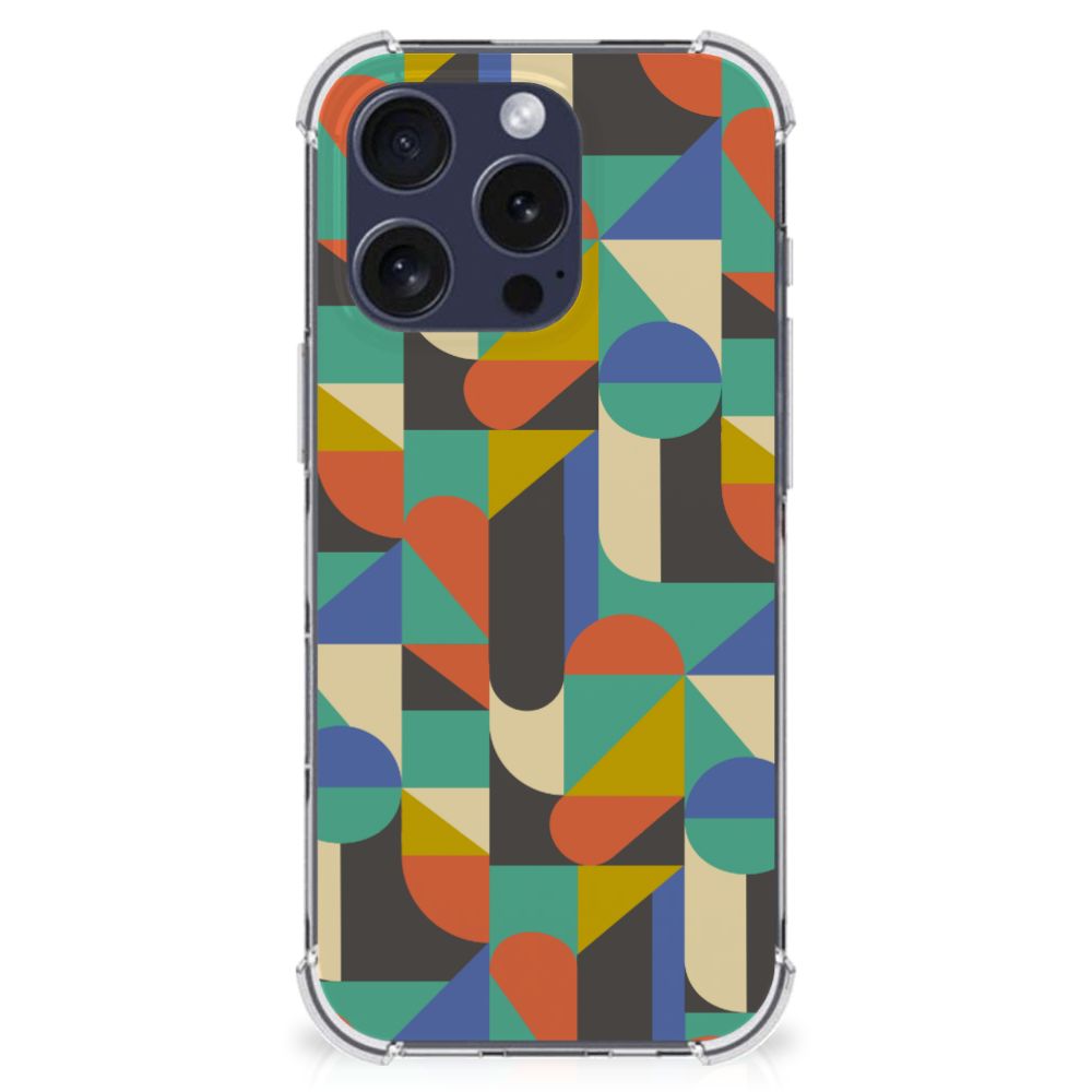iPhone 16 Pro Doorzichtige Silicone Hoesje Funky Retro achteraanzicht