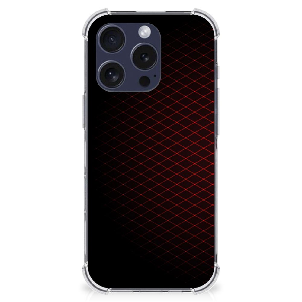 iPhone 16 Pro Doorzichtige Silicone Hoesje Geruit Rood achterkant