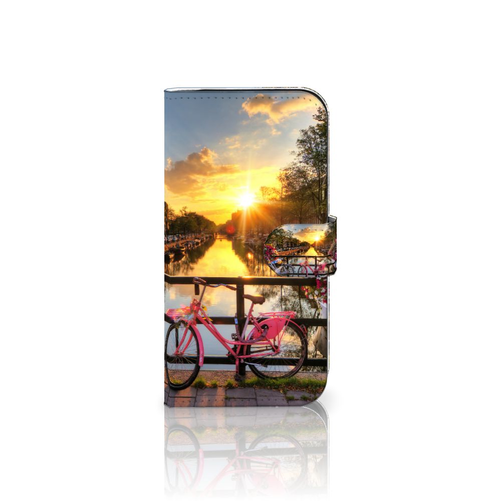 Apple iPhone 16 Pro Flip Cover Amsterdamse Grachten fiets zonsondergang