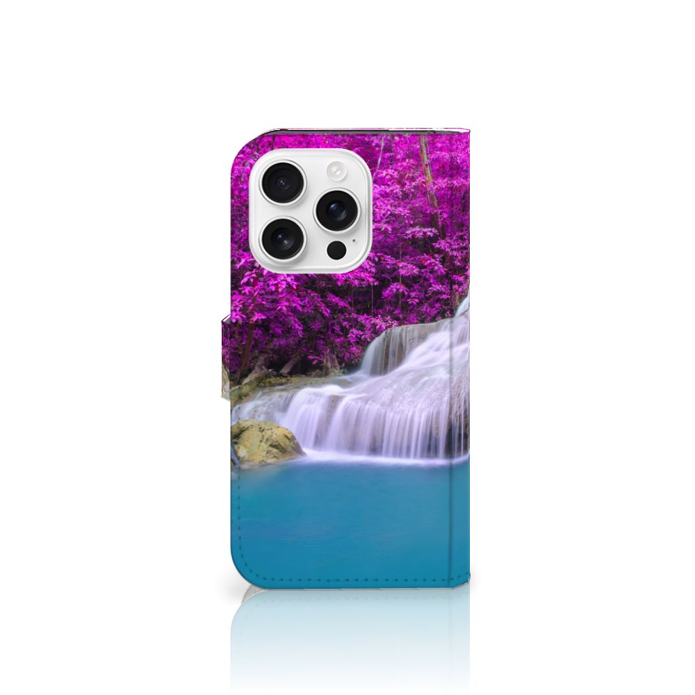 iPhone 16 Pro Flip Cover Waterval flipcover waterval paarse bomen voorkant
