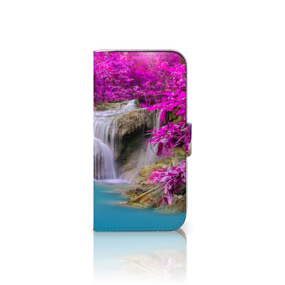 iPhone 16 Pro Flip Cover Waterval design waterval roze bomen aanzicht