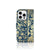 iPhone 16 Pro Hoesje Beige Flowers design met bloemen donkerblauw aanzicht