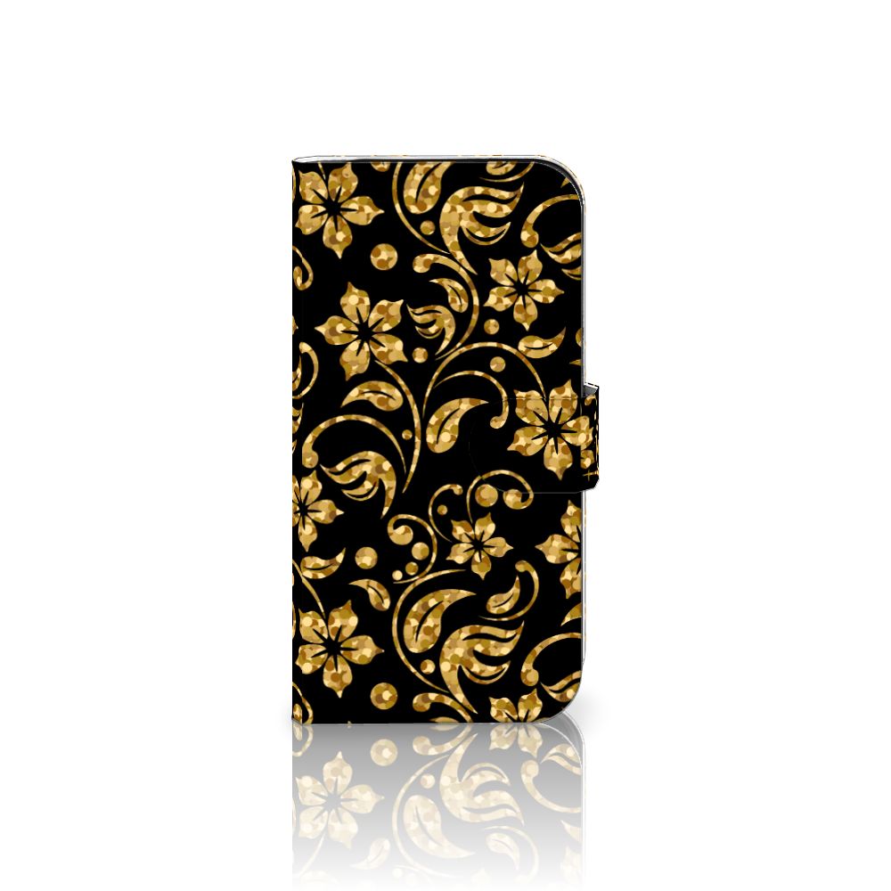 iPhone 16 Pro Hoesje Gouden Bloemen telefoonhoesje gouden bloemen vooraanzicht